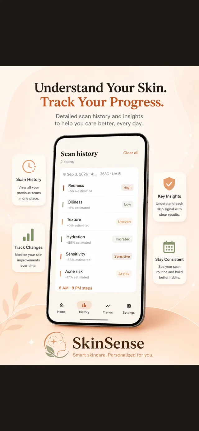 SkinSense home screen showing today's routine